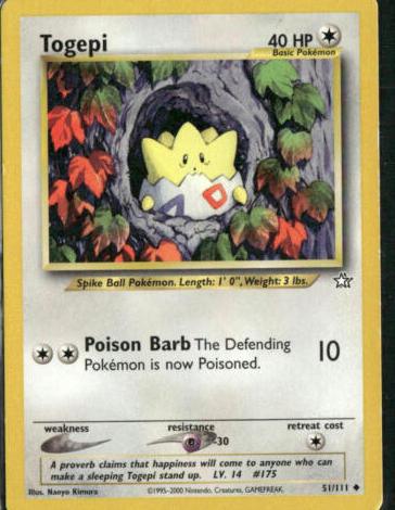 2000 Pokemon Neo Genesis Togepi #51 PSA 9