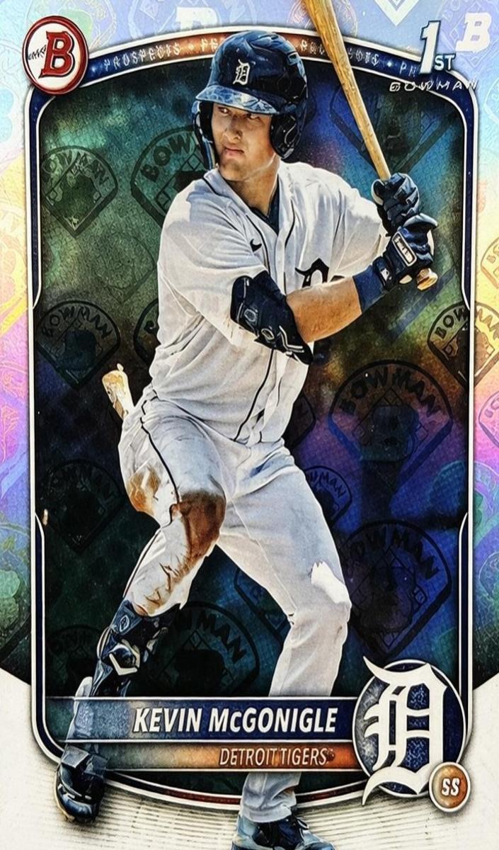 2025 Bowman Baseball Bowman Retro Logo Foil Kevin McGonigle #BP-79 PSA 10