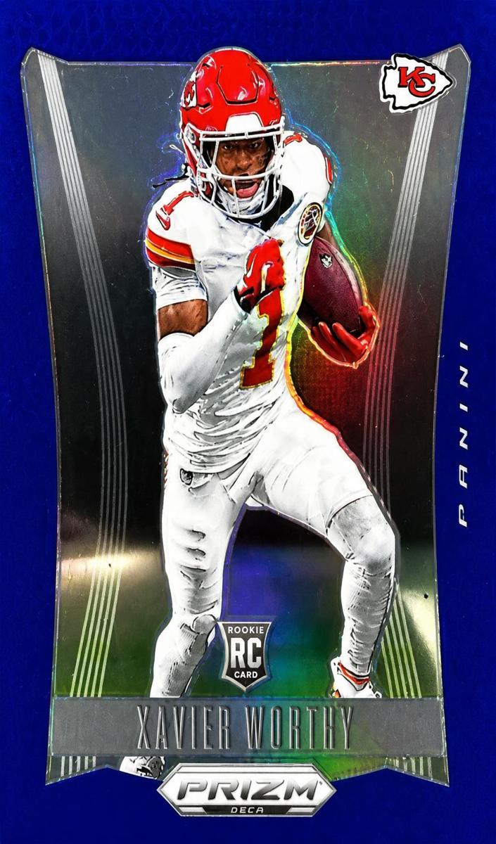 2024 Panini Prizm Deca Football Blue Xavier Worthy #158 PSA 9