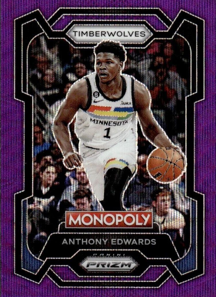 2023 Panini Prizm Monopoly Basketball Purple Anthony Edwards #52 PSA 9