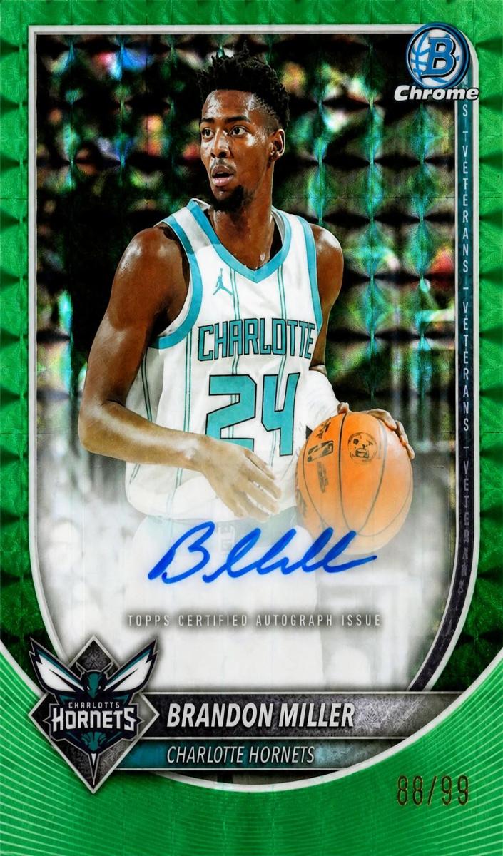 2025 Bowman Basketball Green Geometric Refractor Brandon Miller #BCA-BM PSA 9