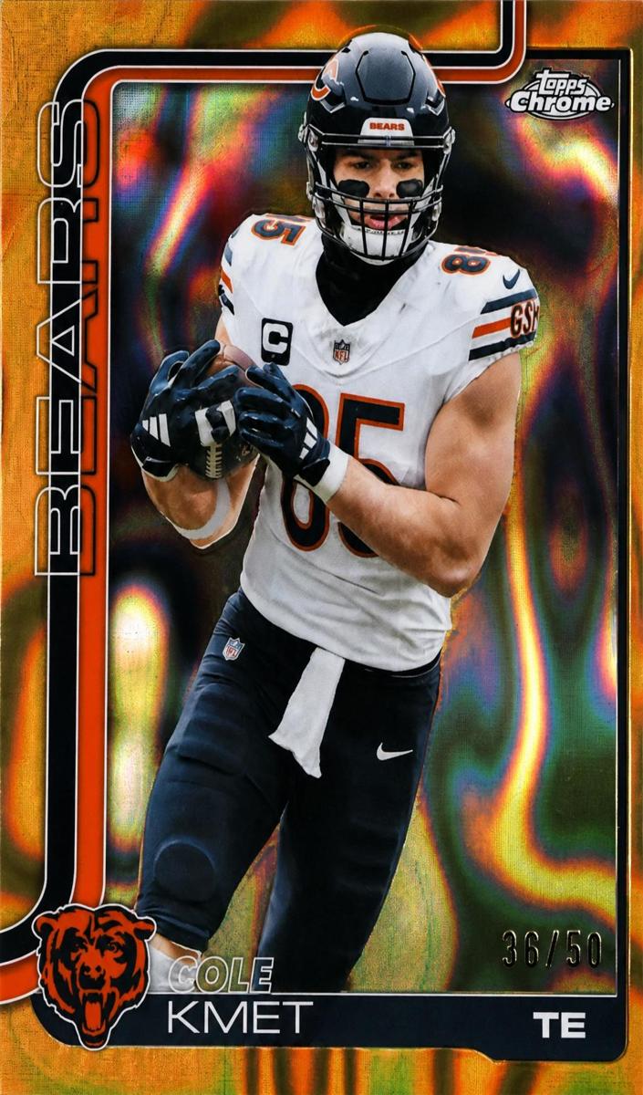 2025 Topps Chrome Football Gold Lava Refractor Cole Kmet #51