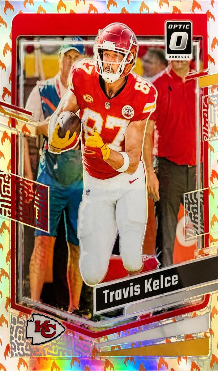 2023 Donruss Optic Football Fire Travis Kelce #94 PSA 9