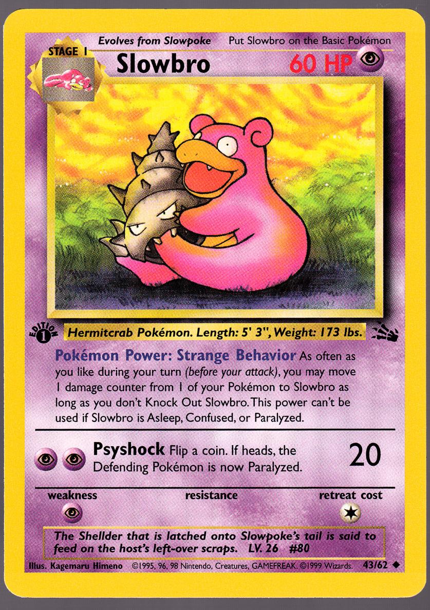 1999 Pokemon Fossil 1st Edition Slowbro #43 PSA 10