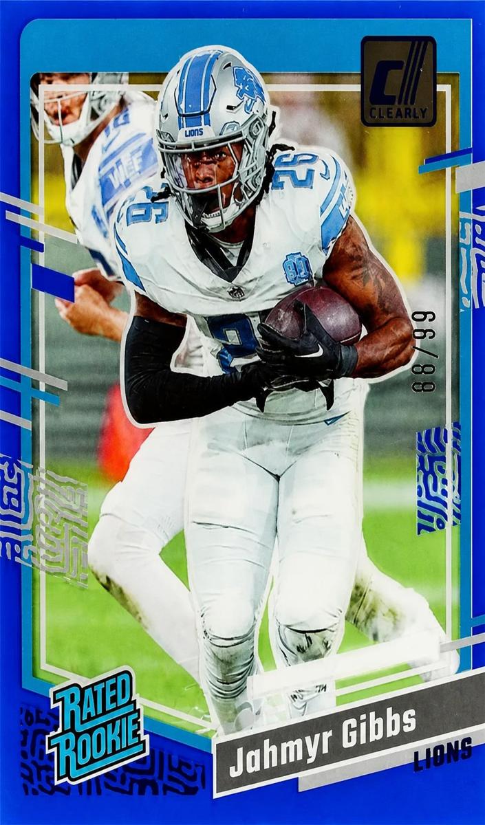 2023 Panini Clearly Donruss Football Blue Jahmyr Gibbs #62