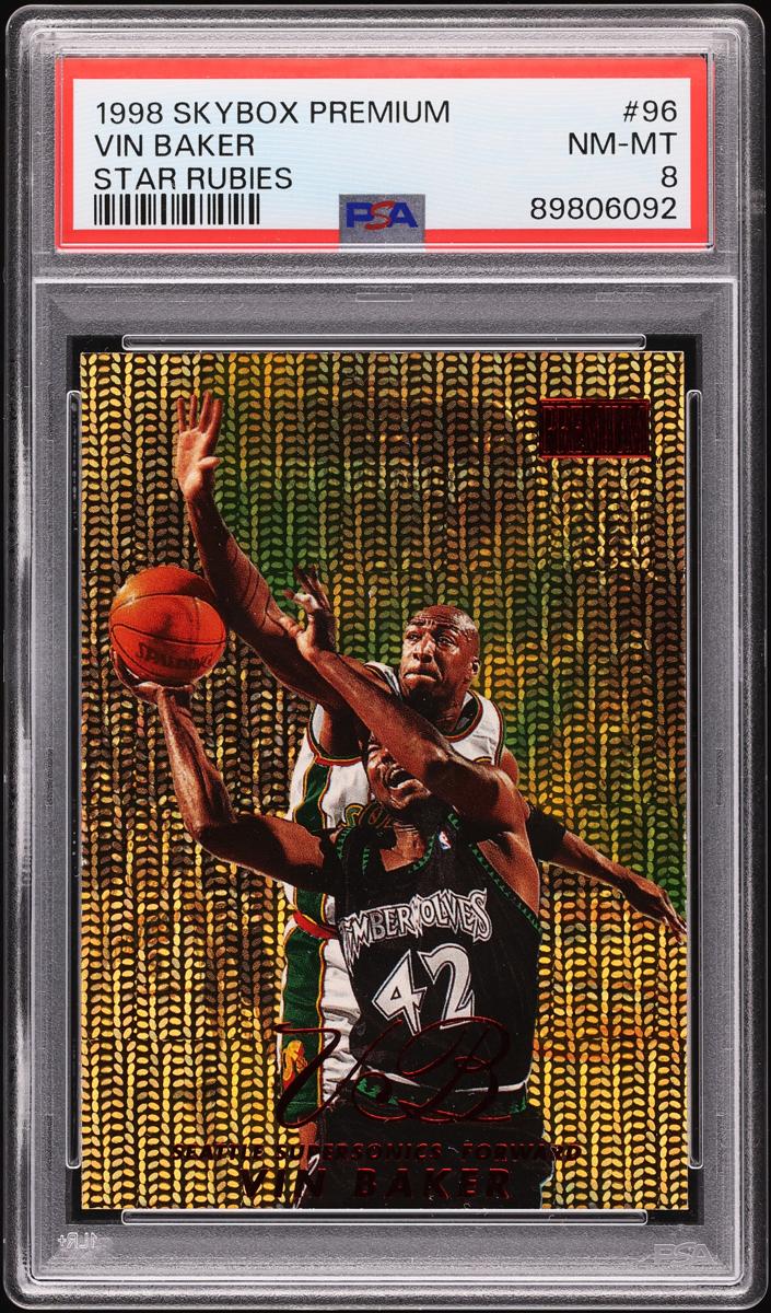 1998 Skybox Premium Basketball Star Rubies Vin Baker #96 PSA 8