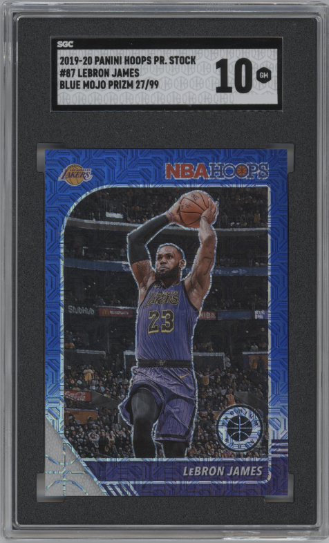 2019 Panini Hoops Premium Stock Basketball Blue Mojo LeBron James #87 PSA 9