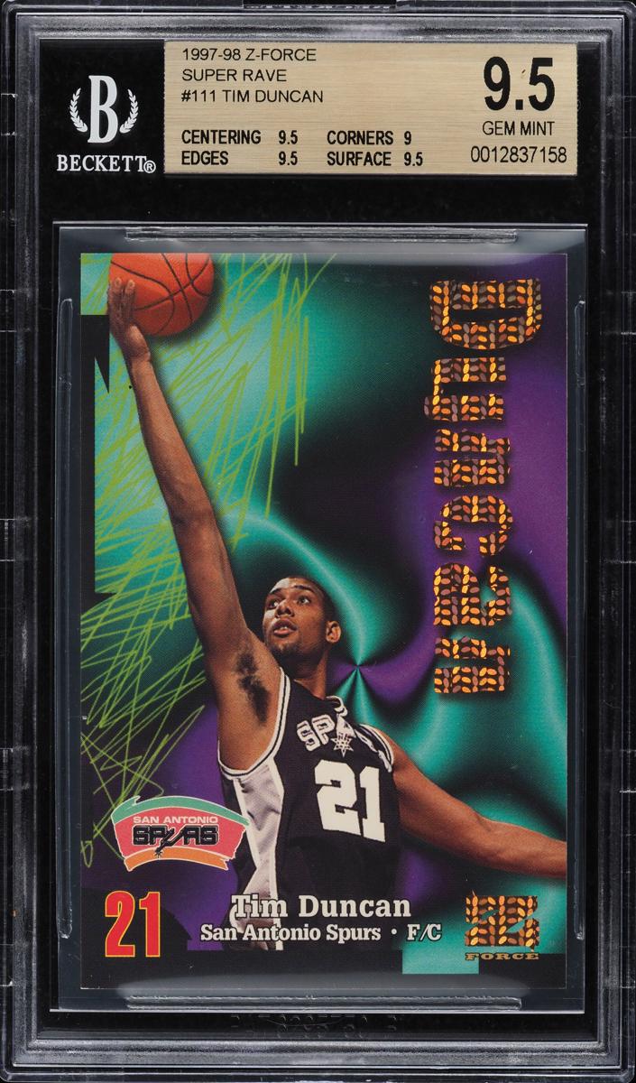 1997 Skybox Z-Force Basketball Super Rave Tim Duncan #111 BGS 8