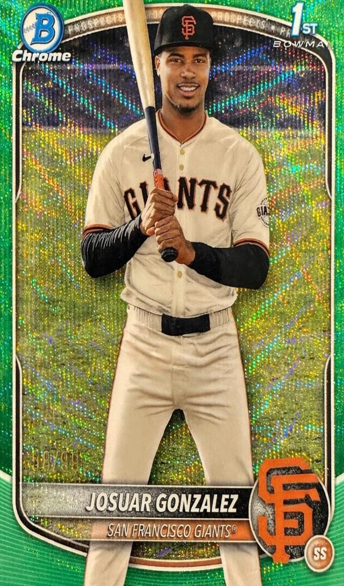 2025 Bowman Chrome Prospects Baseball Green Wave Refractor Josuar Gonzalez #BCP-153
