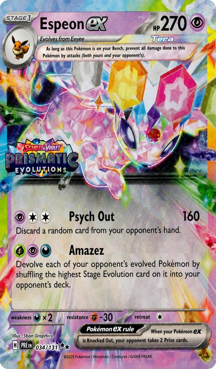 2025 Pokemon Scarlet & Violet Prismatic Evolutions Espeon EX #34 PSA 10