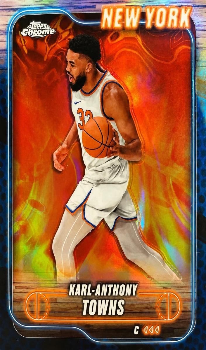 2024 Topps Chrome Basketball Blue Refractor Karl-Anthony Towns #52