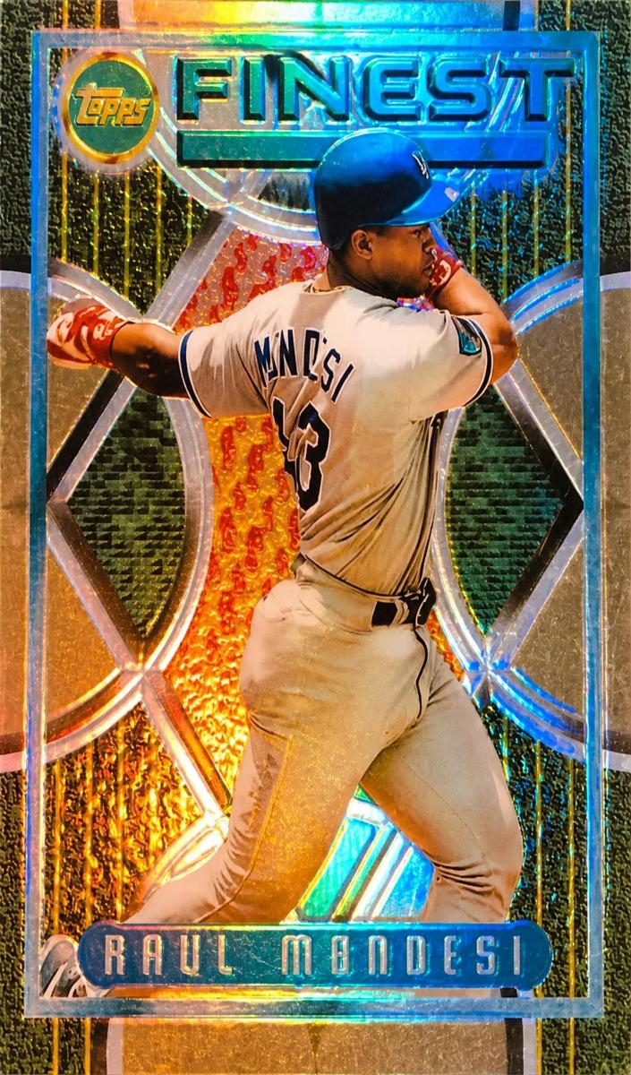 1995 Topps Finest Baseball Refractor Raul Mondesi #1 PSA 8