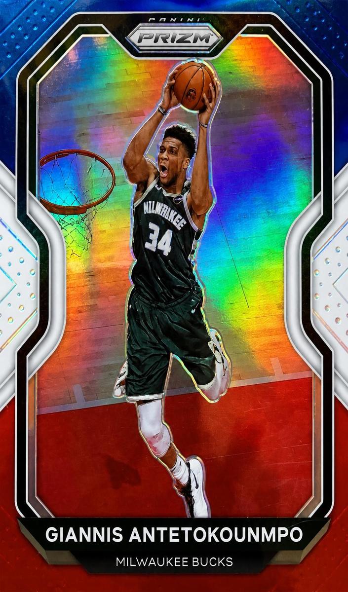 2020 Panini Prizm Basketball Red White Blue Prizm Giannis Antetokounmpo #111 SGC 9.5