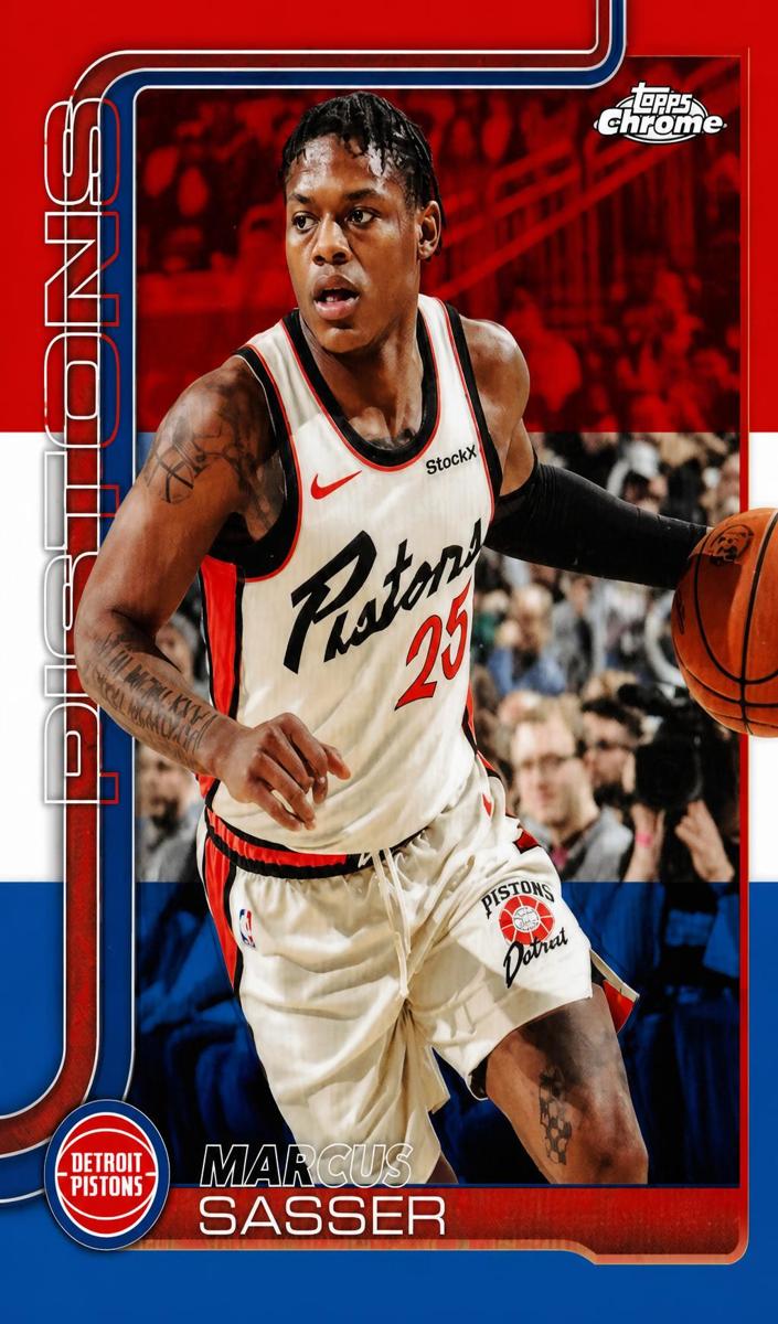 2025 Topps Chrome Basketball Red White and Blue Refractor Marcus Sasser #35