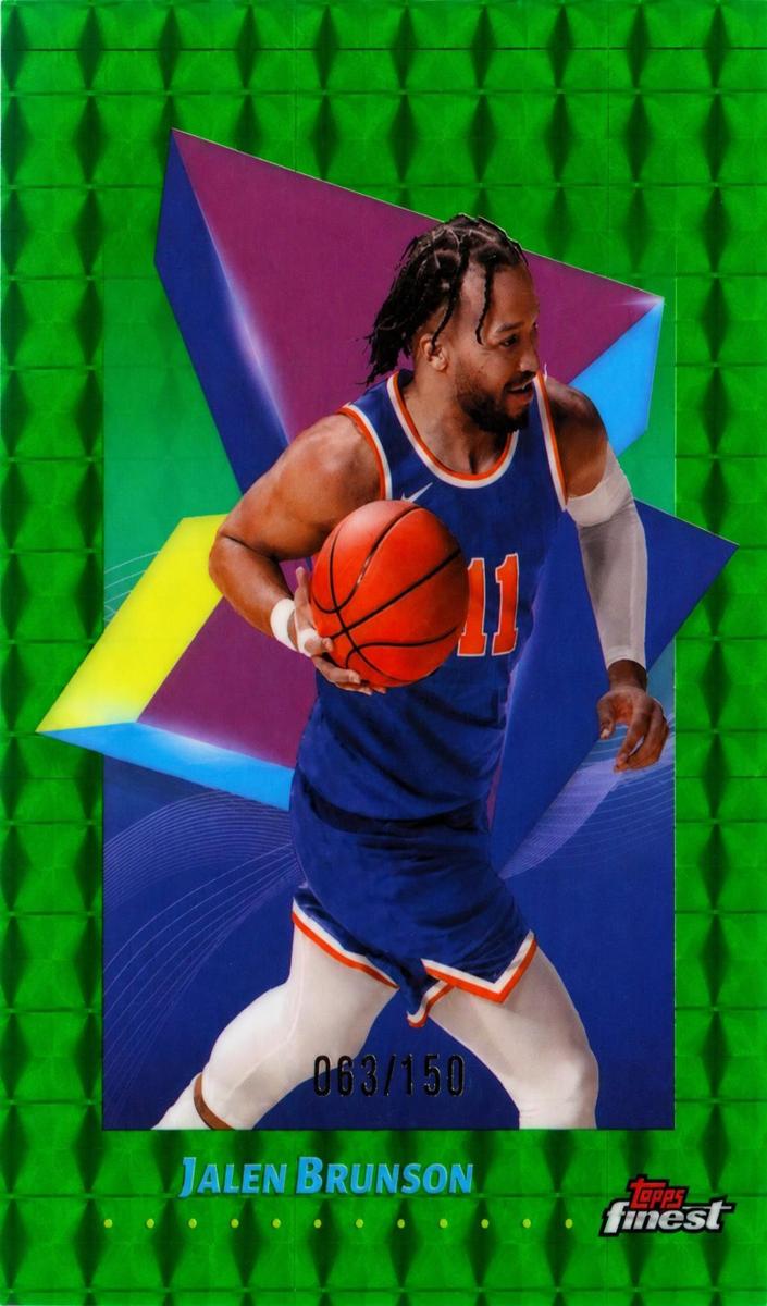 2024 Topps Finest Basketball Green Geometric Refractor Jalen Brunson #64 PSA 10