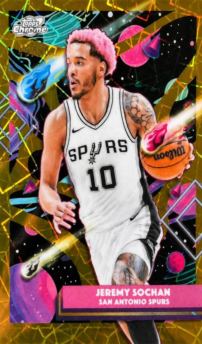 2025 Topps Cosmic Chrome Basketball Gold Interstellar Refractor Jeremy Sochan #25