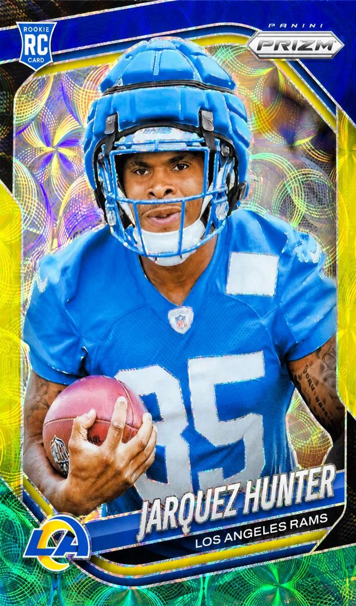 2025 Panini Prizm Football Choice Blue Yellow and Green Jarquez Hunter #353