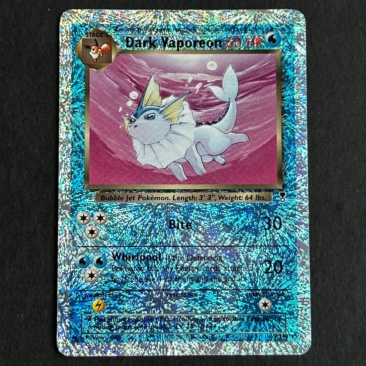 2002 Pokemon Legendary Collection Reverse Foil Dark Vaporeon #9 PSA 8