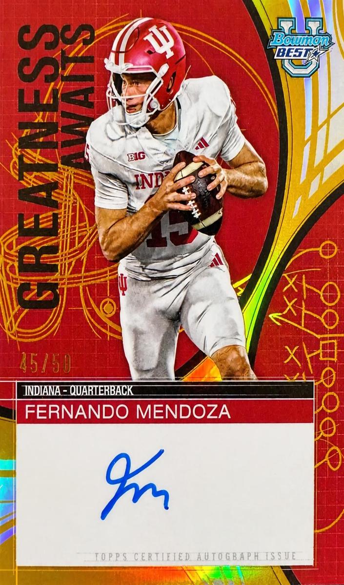 2025 Bowman Best University Football Gold Refractor Fernando Mendoza #GA-FM