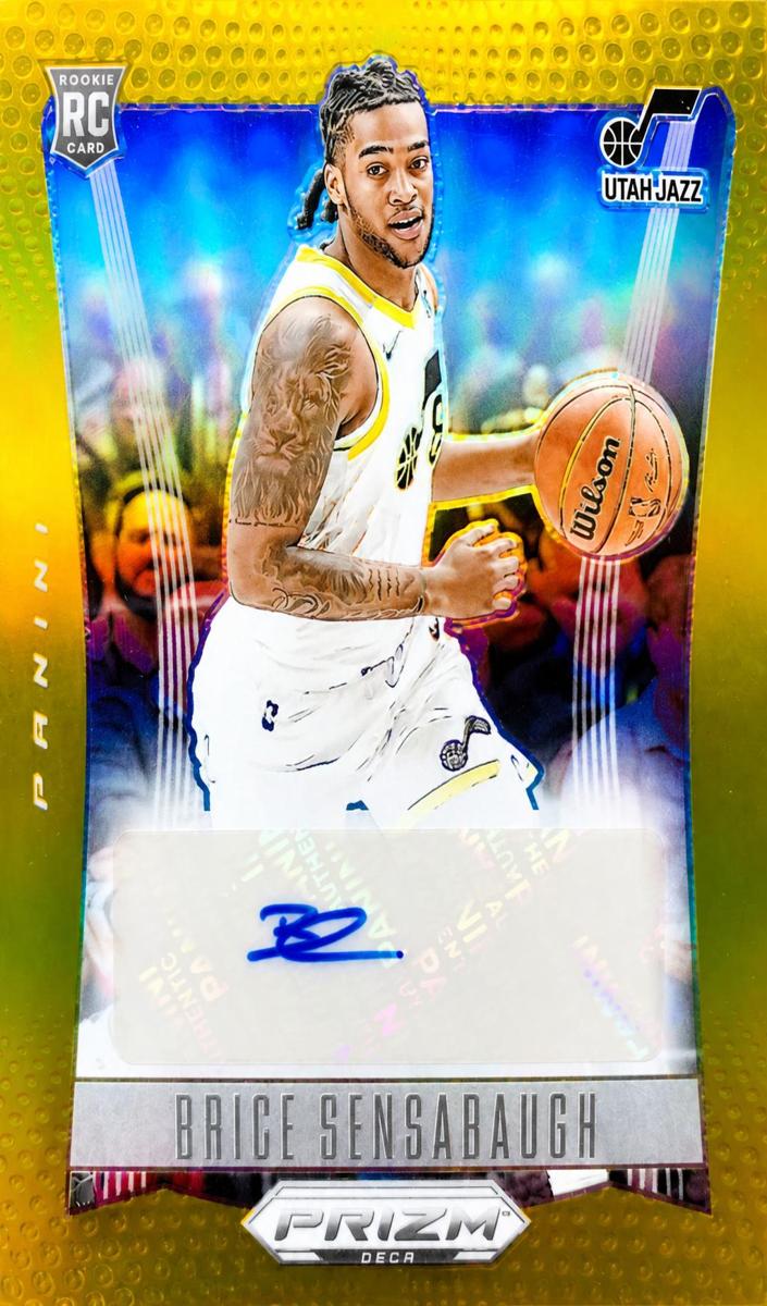 2023 Panini Prizm Deca Basketball Gold Brice Sensabaugh #DS-SEN PSA 10