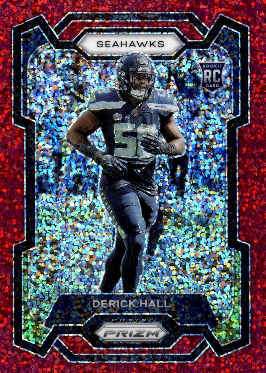 2023 Panini Prizm Football Red Sparkle Derick Hall #388