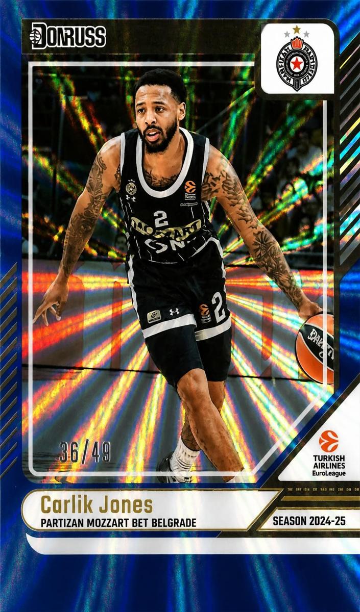 2024 Donruss Turkish Airlines EuroLeague Basketball Holo Blue Laser Carlik Jones #69
