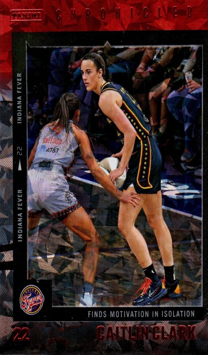 2025 Panini Caitlin Clark Chronicled Basketball Red Cracked Ice Caitlin Clark #47 PSA 8