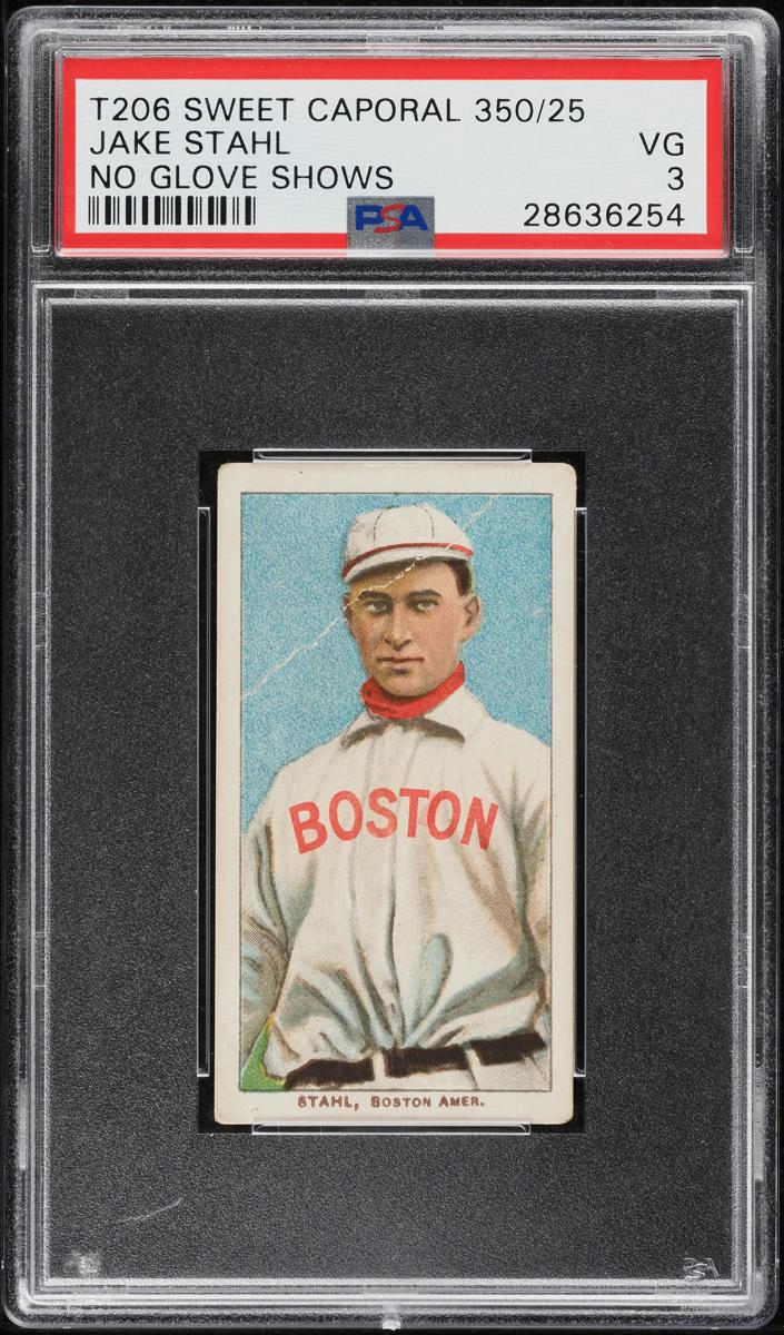 1909-11 T206 Baseball Glove Not Showing Jake Stahl #NNO PSA 4