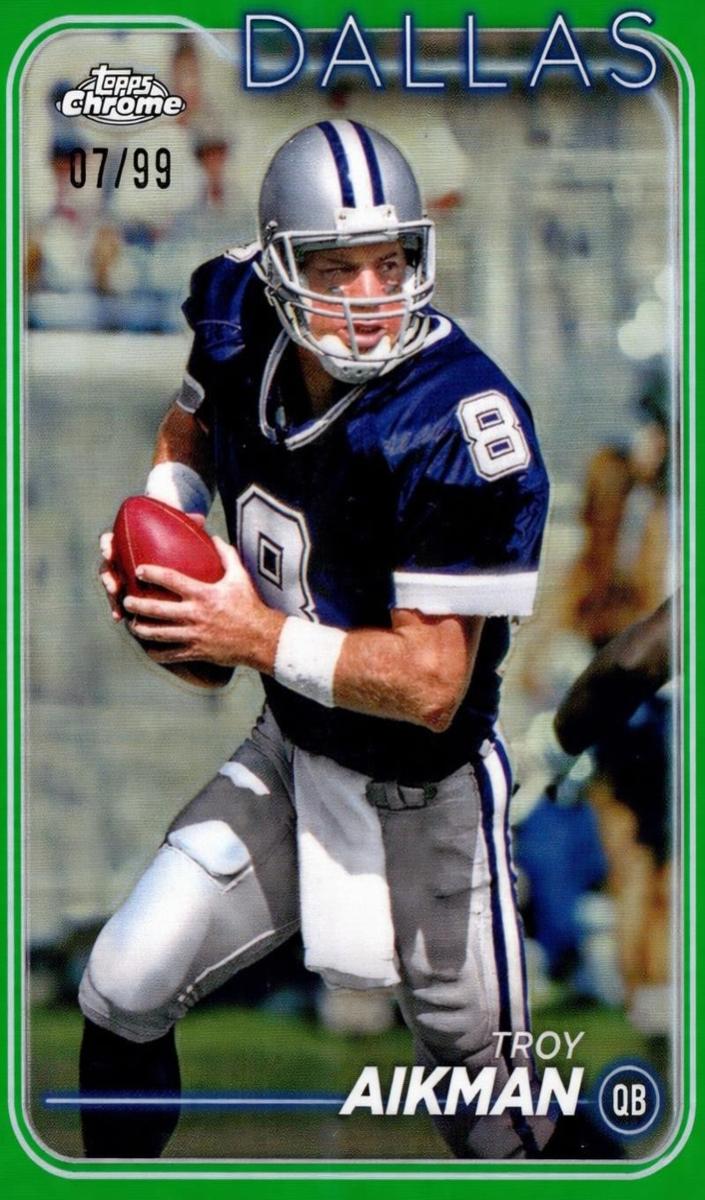 2024 Topps Chrome Football Green Refractor Troy Aikman #37