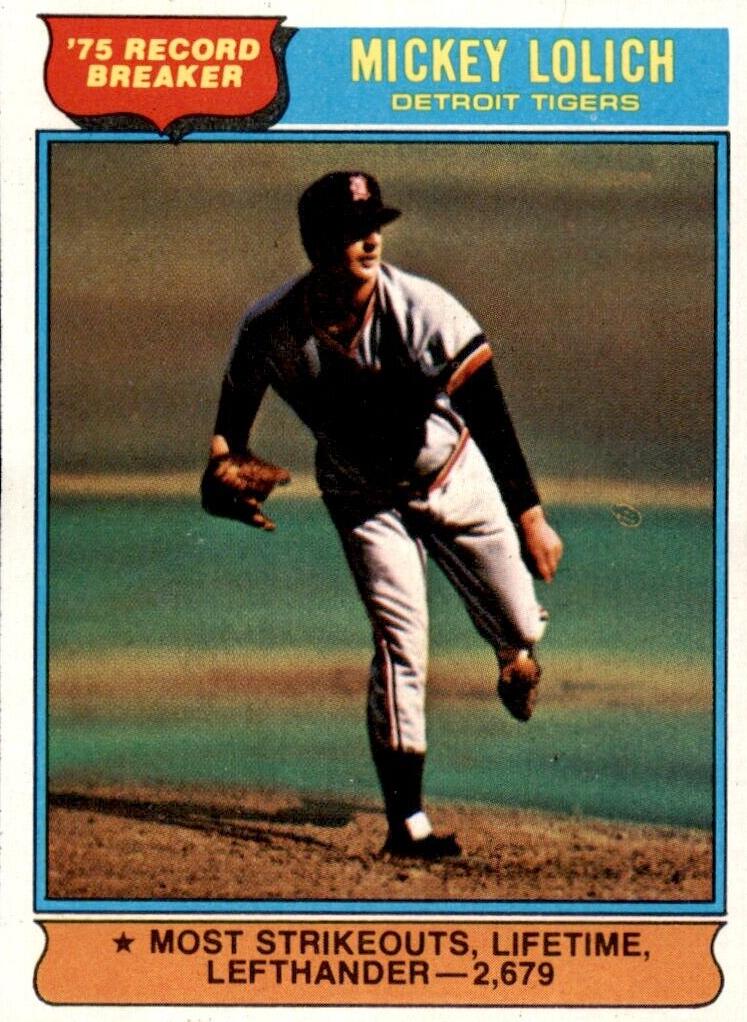 1976 Topps Baseball Record Breaker Mickey Lolich #3