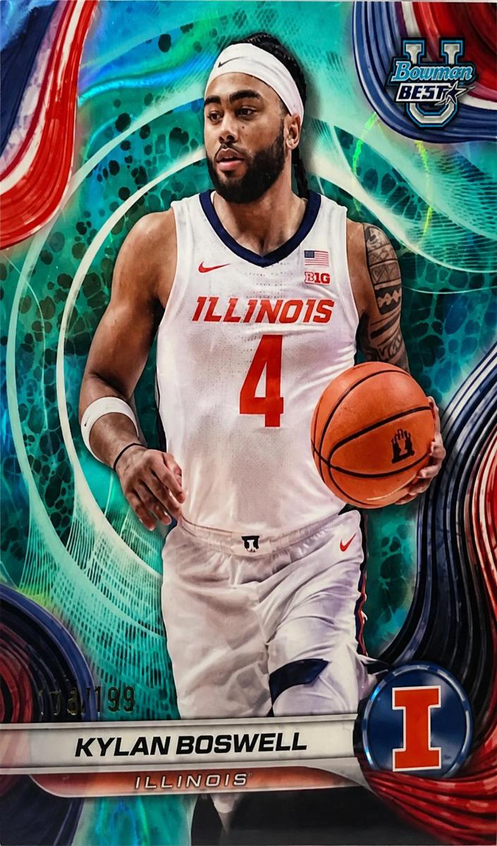 2024 Bowman Best University Basketball Aqua Lava Refractor Kylan Boswell #81