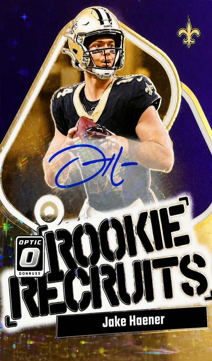 2023 Donruss Optic Football Purple Stars Jake Haener #9 PSA 8.5