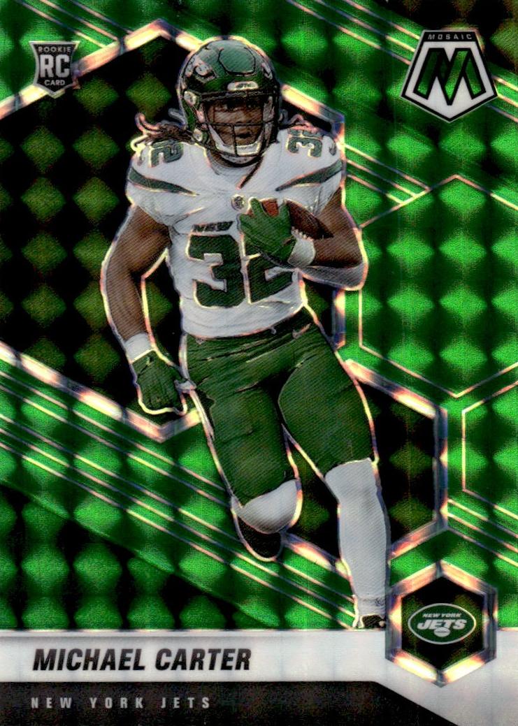 2021 Panini Mosaic Football Green Michael Carter #335 PSA 8