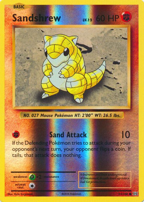 2016 Pokemon XY Evolutions Reverse Foil Sandshrew #54