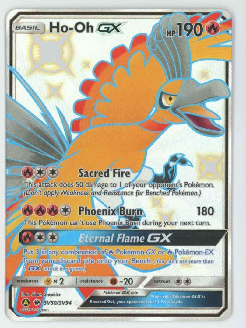 2019 Pokemon Sun & Moon Hidden Fates Ho-Oh GX #SV50 PSA 10