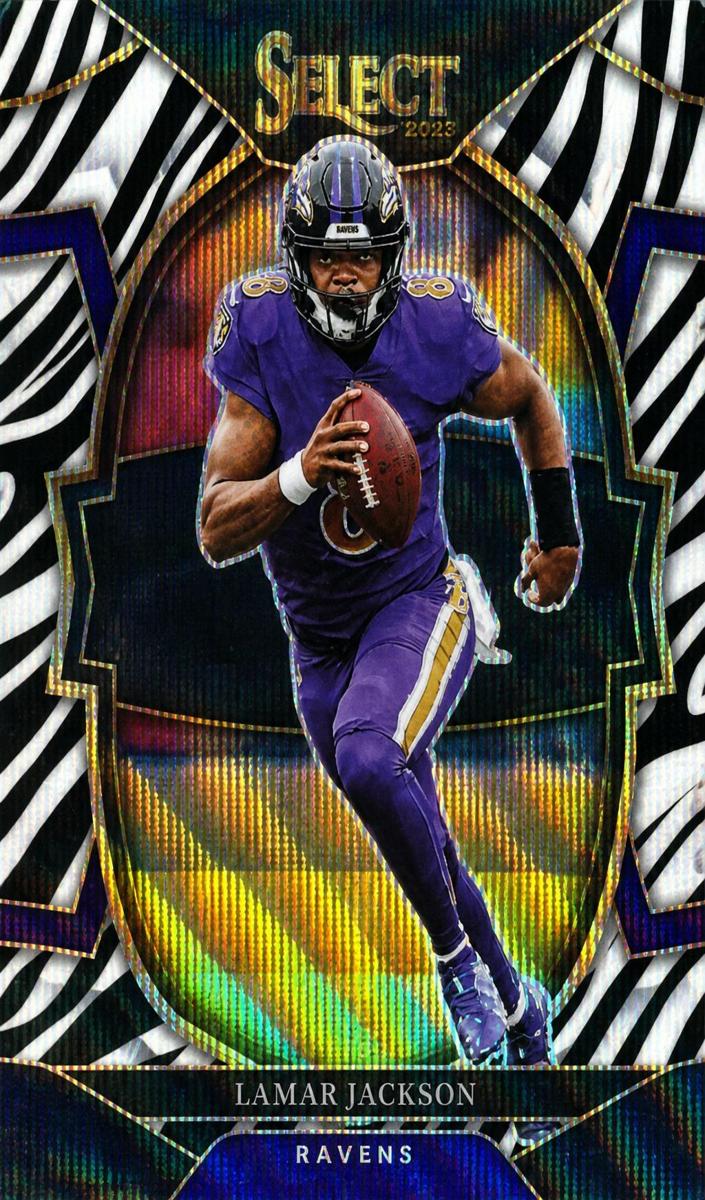 2022 Panini Select Football Die Cut Zebra Lamar Jackson #73 PSA 9