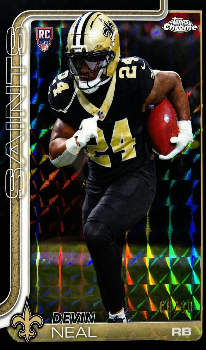 2025 Topps Chrome Football Black Geometric Refractor Devin Neal #391
