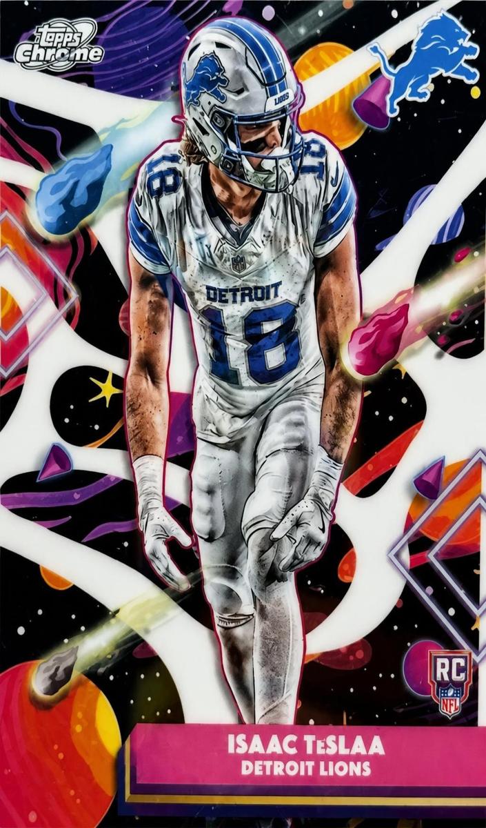 2025 Topps Cosmic Chrome Football White Hole Refractor Isaac TeSlaa #136