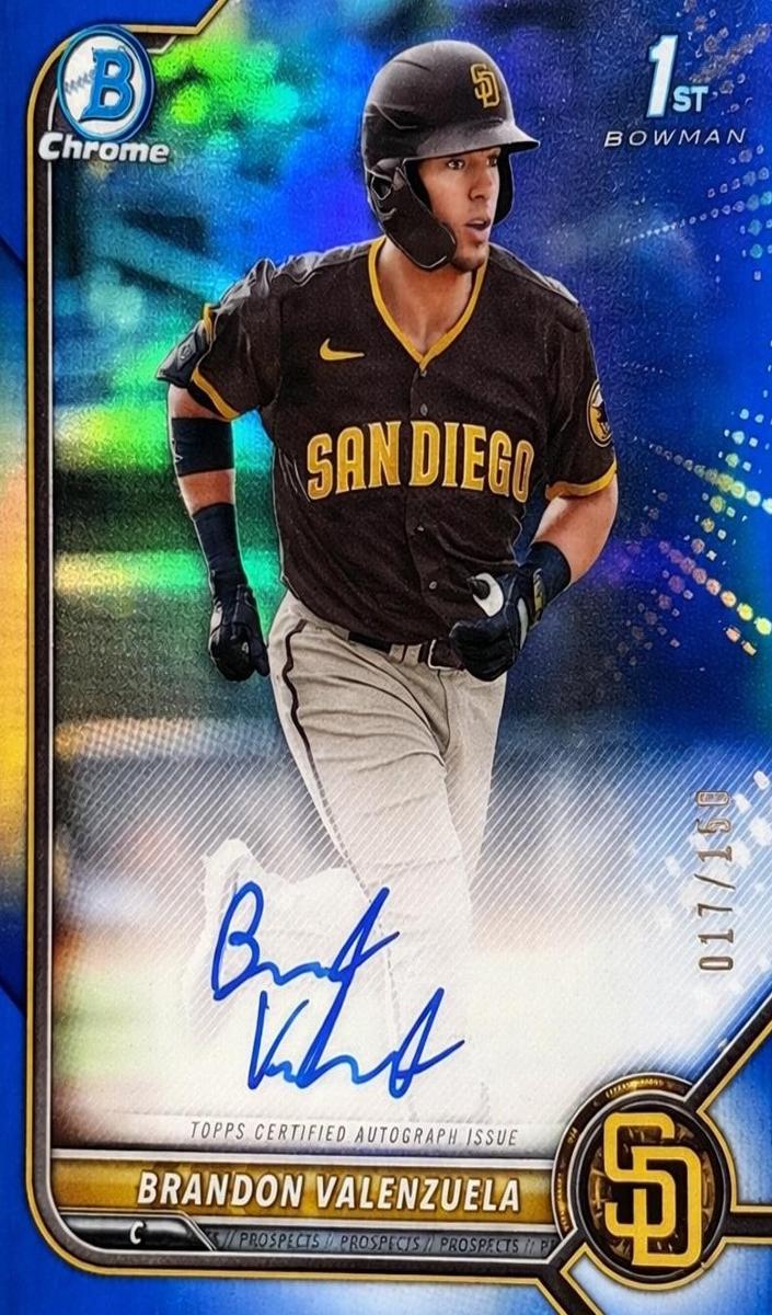 2022 Bowman Chrome Prospects Baseball Blue Brandon Valenzuela #14