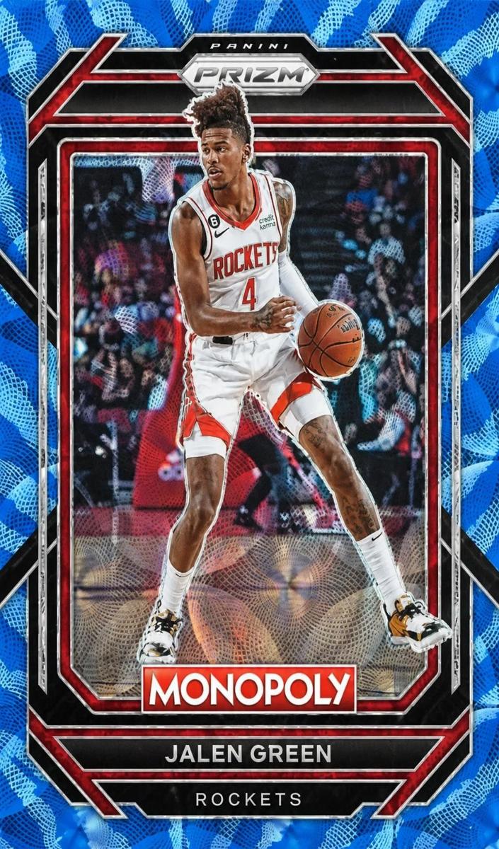 2022 Panini Prizm Monopoly Basketball Tiger Stripe Boardwalk Blue Jalen Green #31 PSA 9