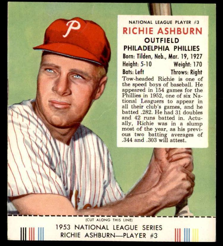 1953 Red Man Tobacco Baseball Richie Ashburn #3