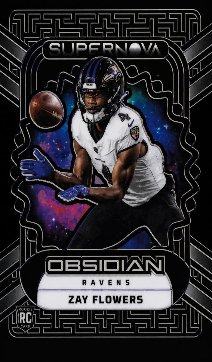 2023 Panini Obsidian Football Electric Etch Purple Zay Flowers #18 PSA 10