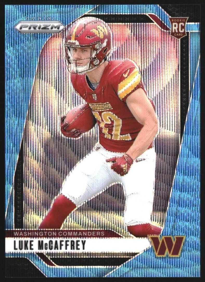 2024 Panini Prizm Football Blue Wave Luke McCaffrey #367 PSA 10