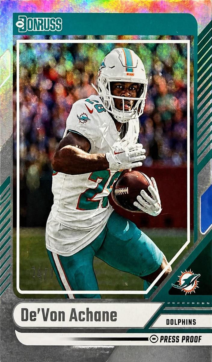 2024 Panini Donruss Football Press Proof Silver Die-Cut De'Von Achane #236