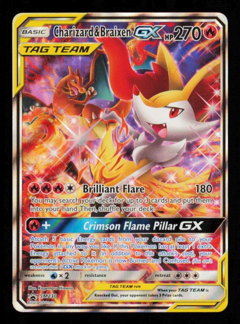 2019 Pokemon Sun & Moon Black Star Promo Charizard & Braixen GX #SM230 PSA 9