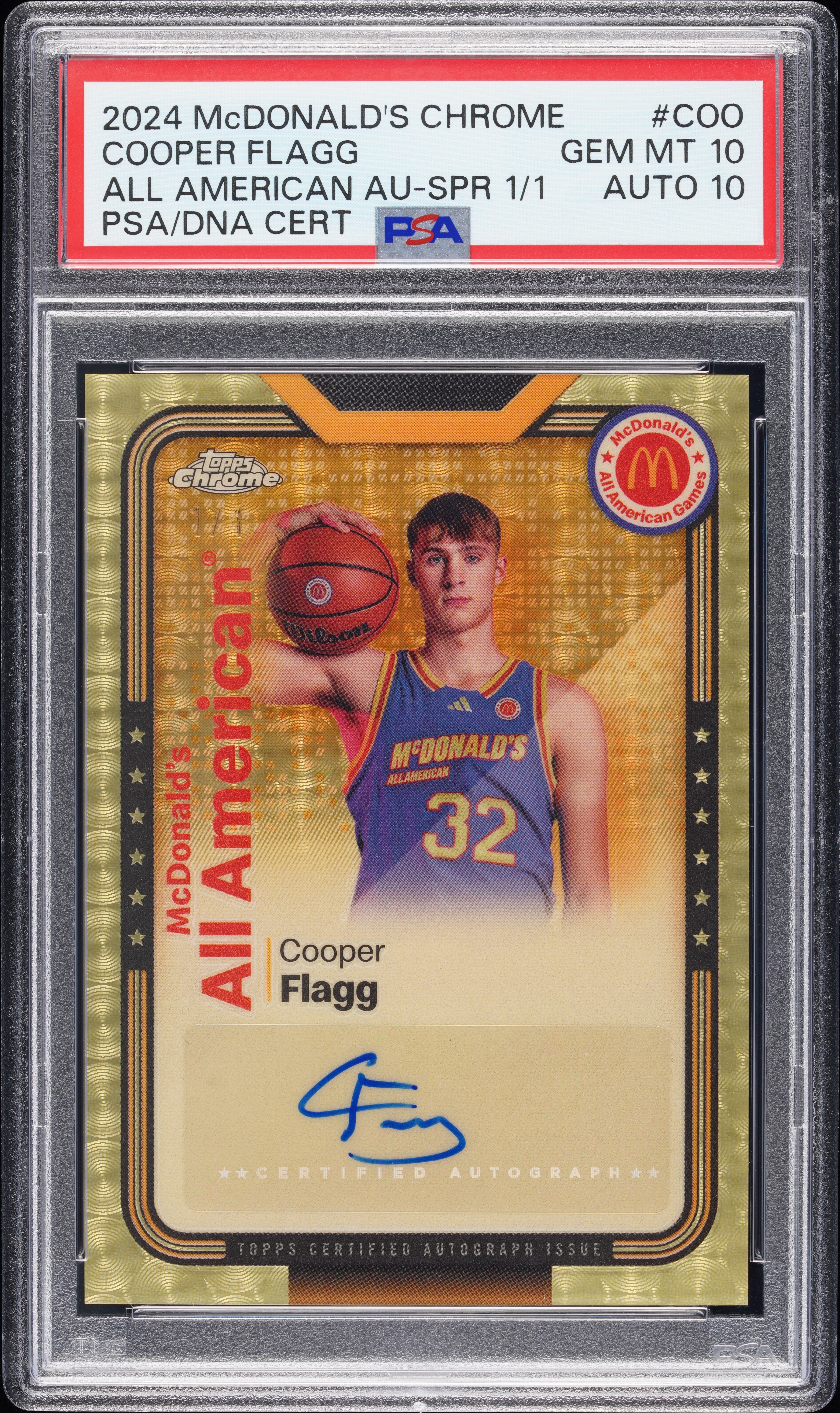 2024 Topps Chrome McDonald's All American Basketball Superfractor Cooper Flagg #SMS-COO PSA 10