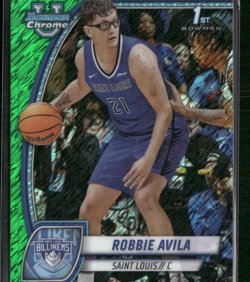 2024 Bowman Chrome University Basketball Green Shimmer Refractor Robbie Avila #61