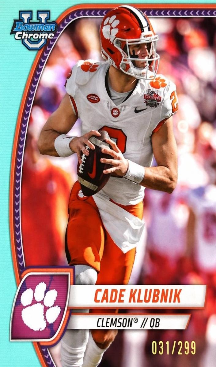 2024 Bowman Chrome University Football Aqua Refractor Cade Klubnik #35