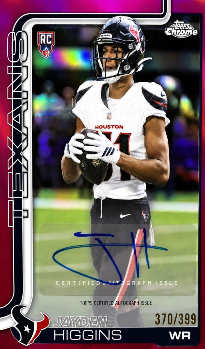 2025 Topps Chrome Football Magenta Refractor Jayden Higgins #RA-JHI