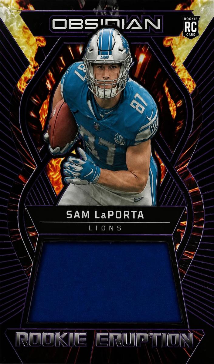2023 Panini Obsidian Football Electric Etch Purple Sam LaPorta #REM-SLA